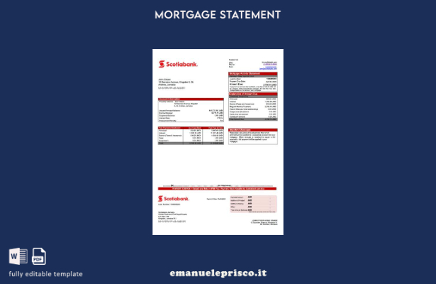 stile verificato Modello di estratto conto ipotecario Jamaica Scotiabank in Word